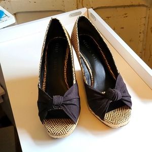 Kelly & Katie Black Woven Wedges